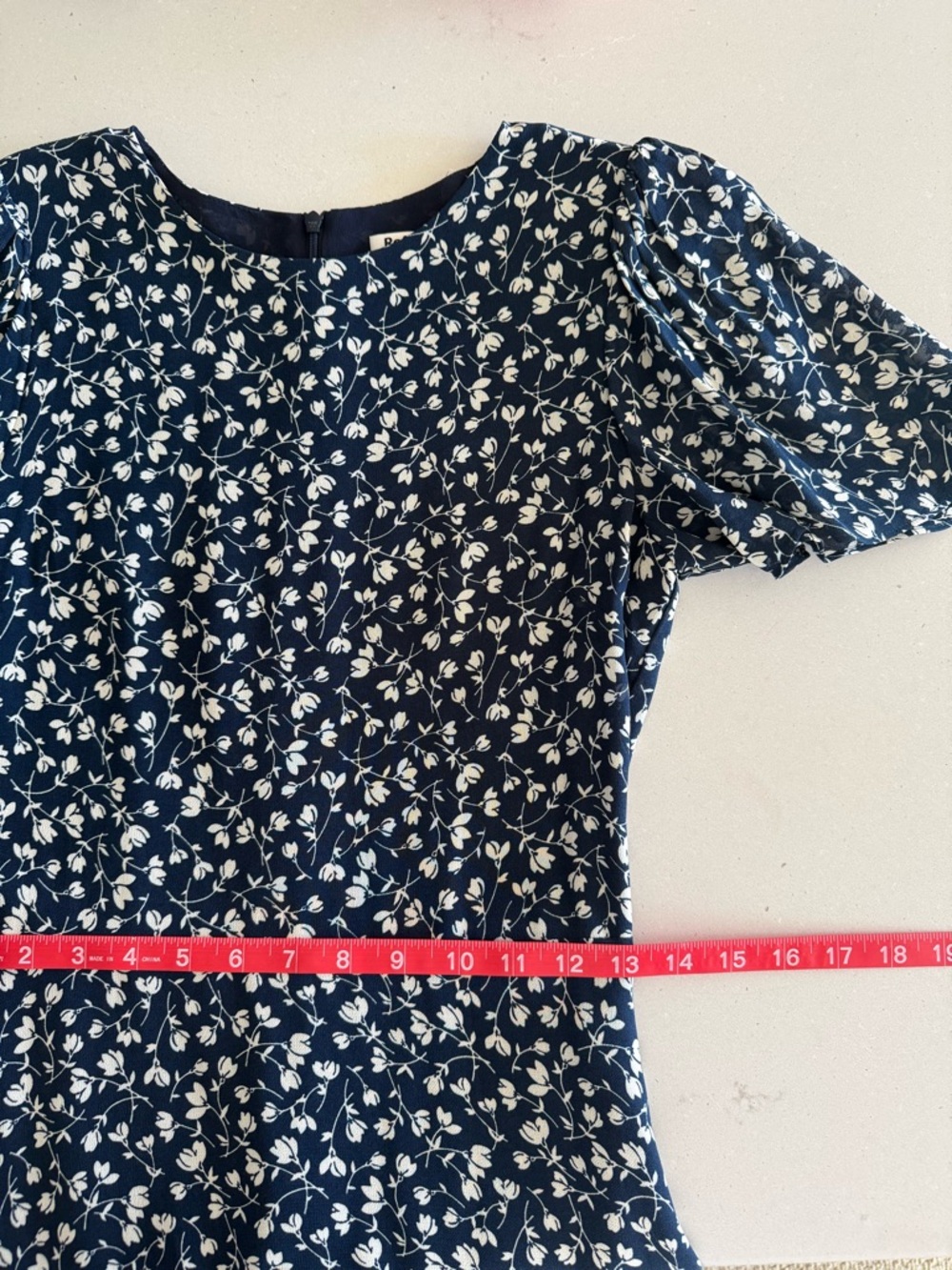 REFORMATION Short Sleeve Knee length Navy White Floral Dress - Picture 9 of 10